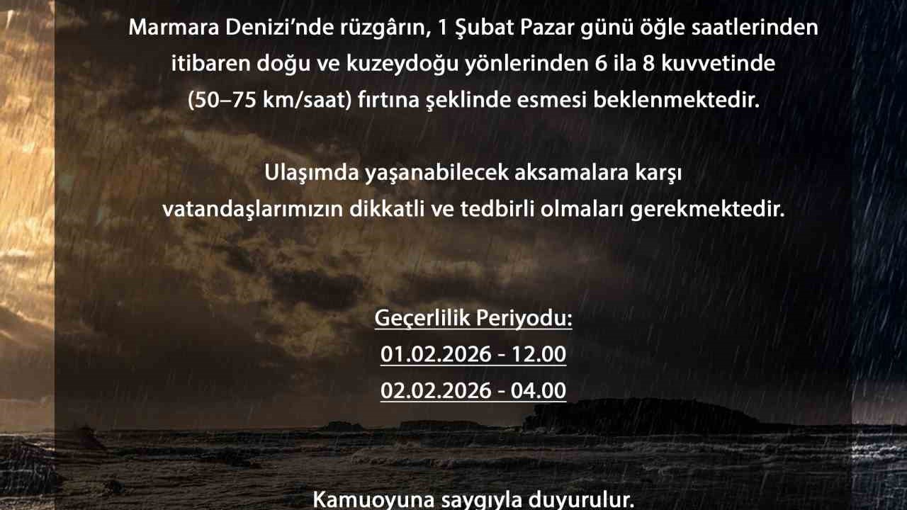 Bursa’da saatteki hızı 75 kilometreye ulaşan fırtına bekleniyor
