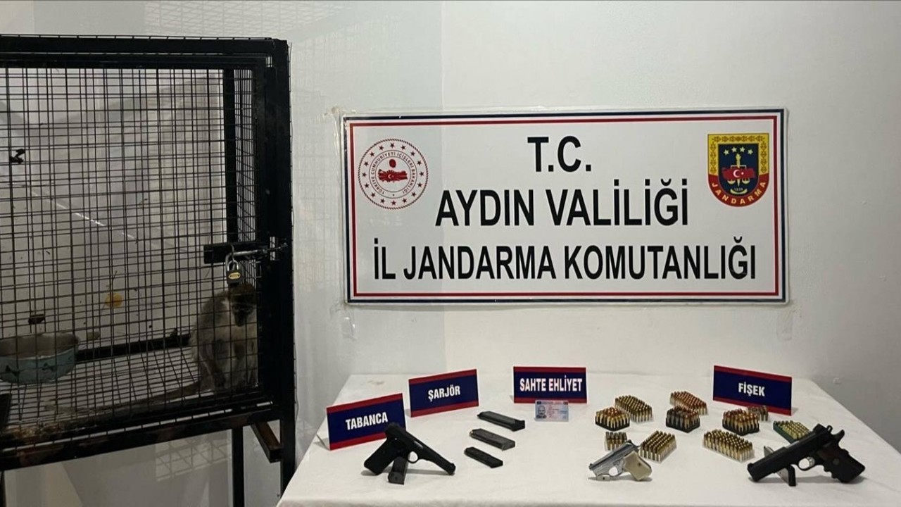 Kuşadası’nda ruhsatsız silah ve maymun ele geçirildi

