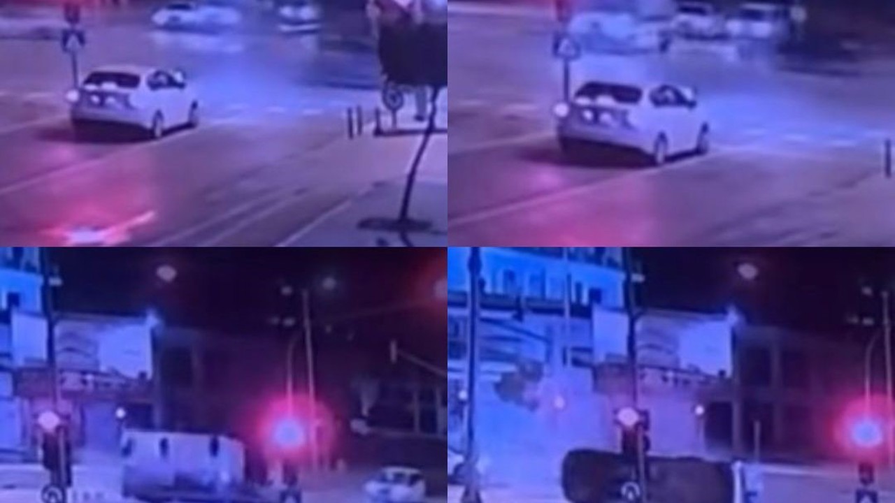 Mersin’deki ambulans kazası güvenlik kamerasına yansıdı
