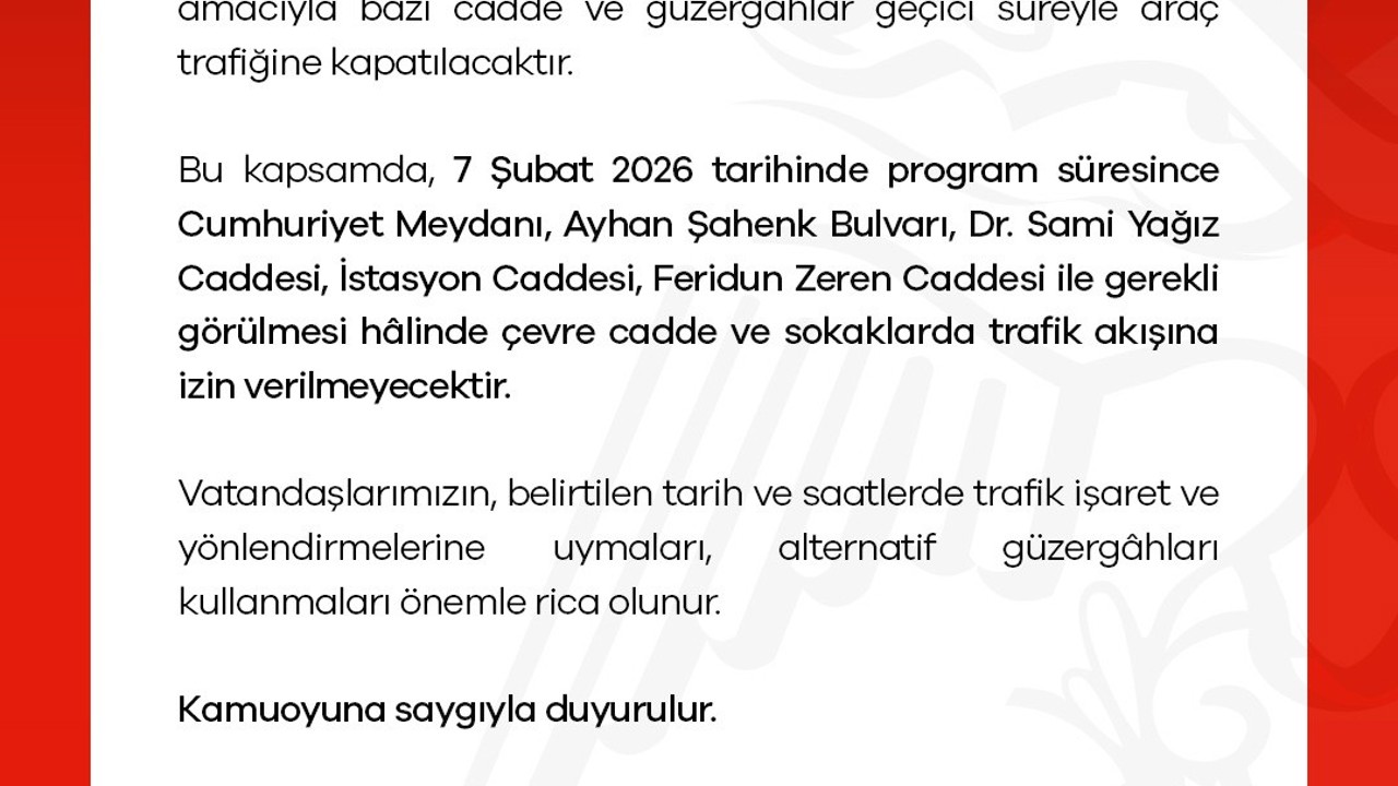 Niğde’de miting nedeniyle bazı cadde ve güzergahlar trafiğe kapatılacak
