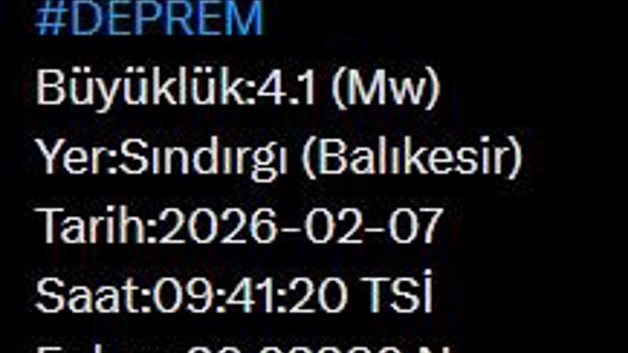 Balıkesir’de 4.1 büyüklüğünde deprem
