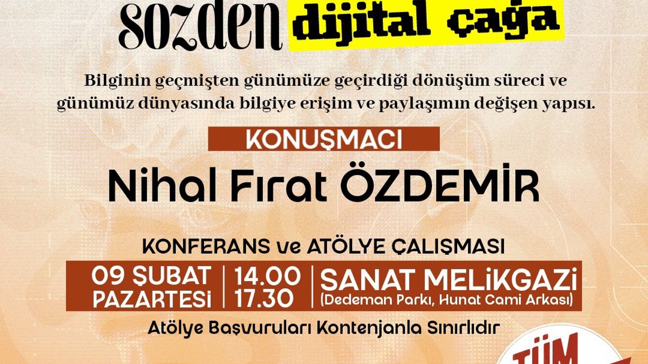 Sanat Melikgazi’de konferans ve atölye bir arada yapılacak
