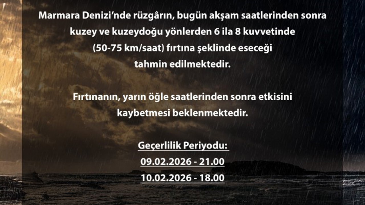 Bursa Valiliği’nden Marmara için fırtına uyarısı
