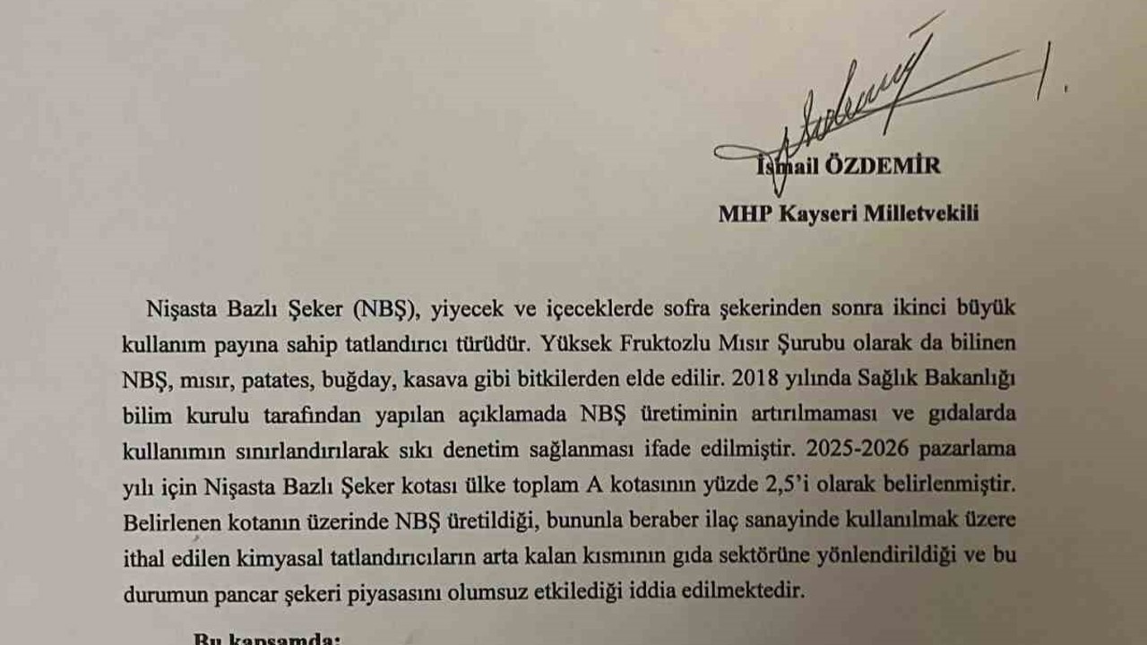 İsmail Özdemir’den şeker fabrikalarının sorunları hakkında soru önergesi
