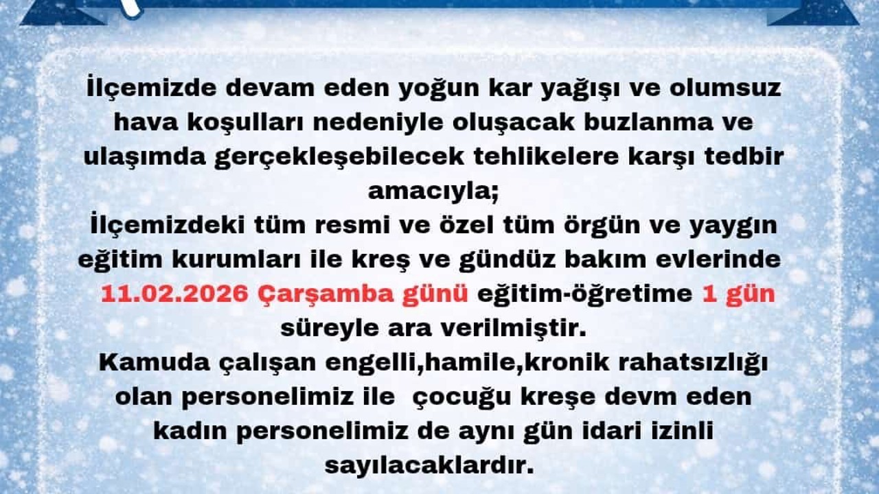 Karlıova’da eğitime 1 gün ara
