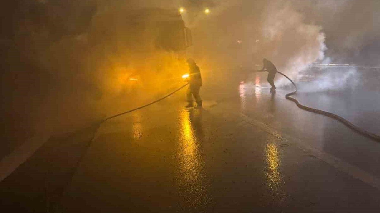 Belen’de tır yangını
