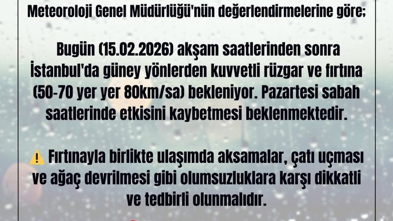 Meteorolojiden İstanbul için fırtına uyarısı
