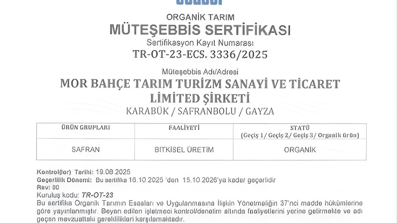 BAKKA destekleriyle safran üretiminde organik üretime geçildi
