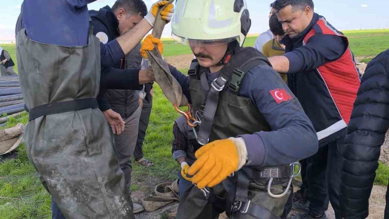 Kuyuya düşen inek itfaiye ekiplerince kurtarıldı
