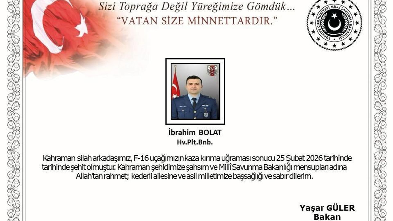 Balıkesir’de kaza kırıma uğrayan F-16’da şehit olan pilotun kimliği açıklandı
