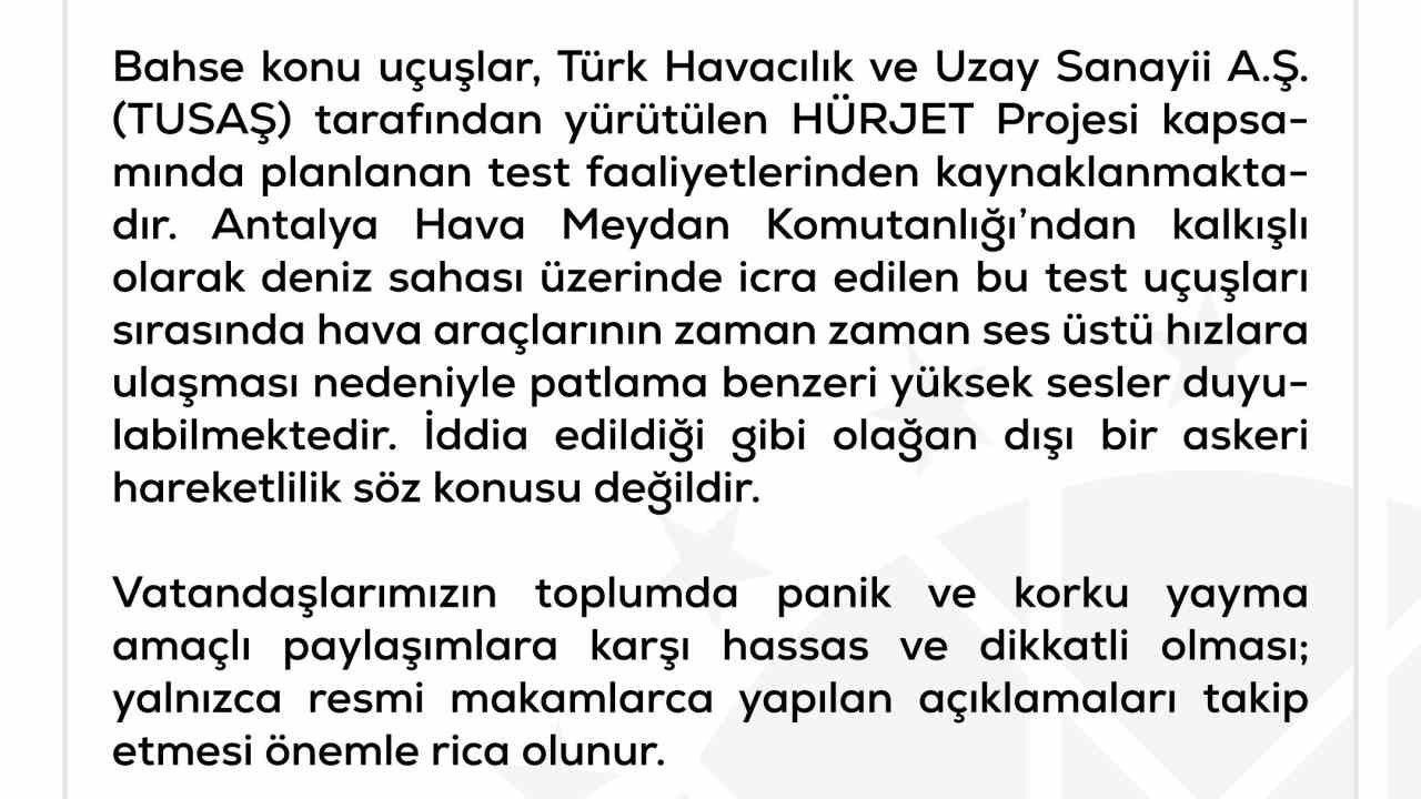 DMM’den "Antalya’da Türk F-16 savaş uçaklarının yoğun uçuş yaptığı" iddiasına yalanlama
