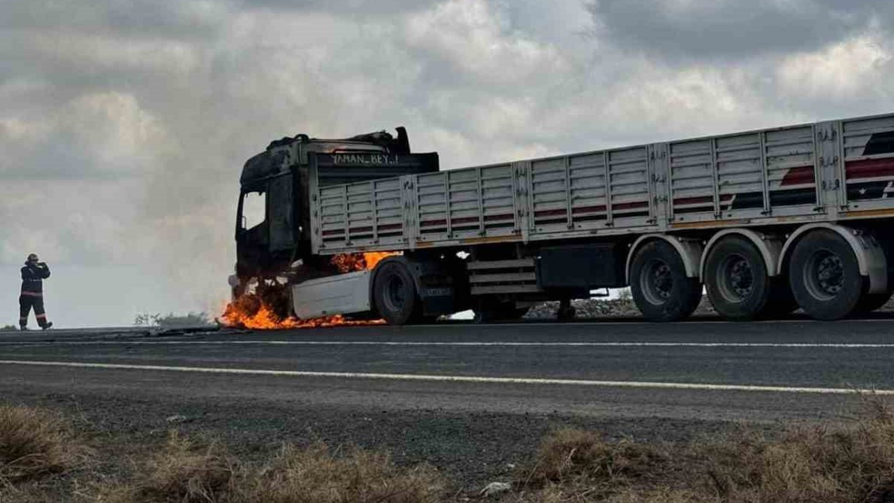 Diyarbakır’da seyir halindeki tır alev aldı
