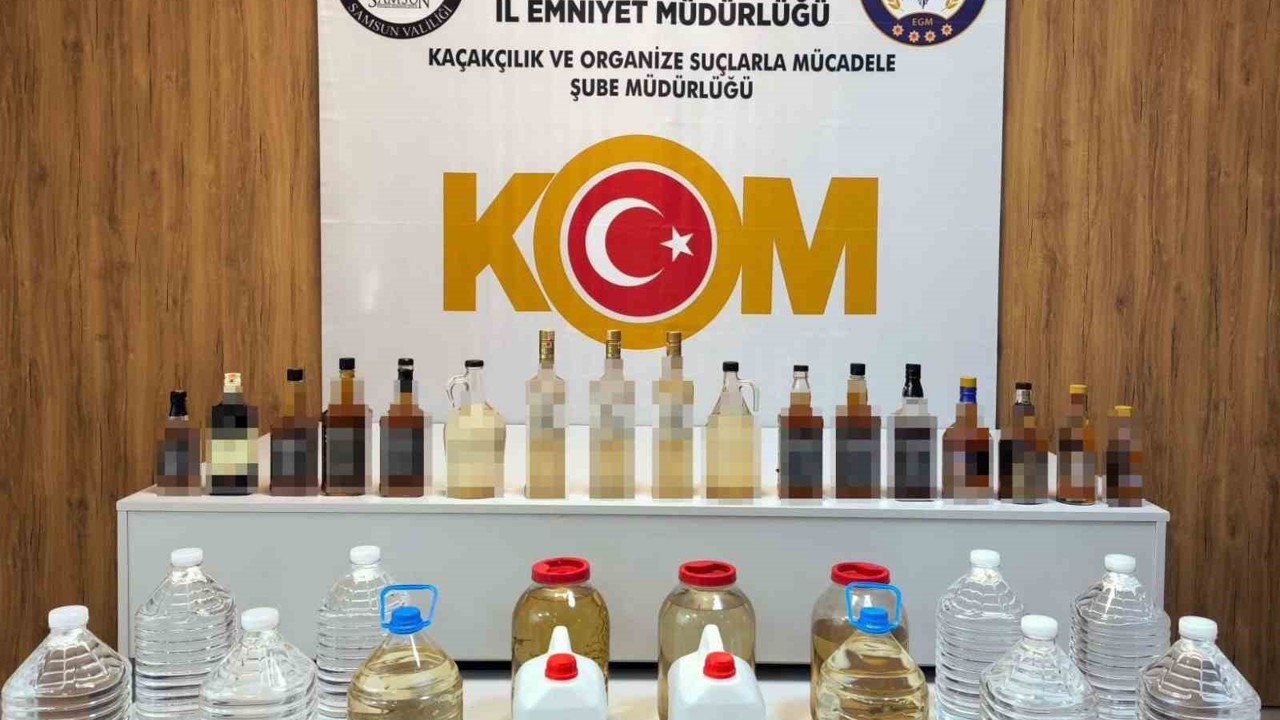 Samsun’da 90 litre sahte içki ve eti alkol ele geçirildi
