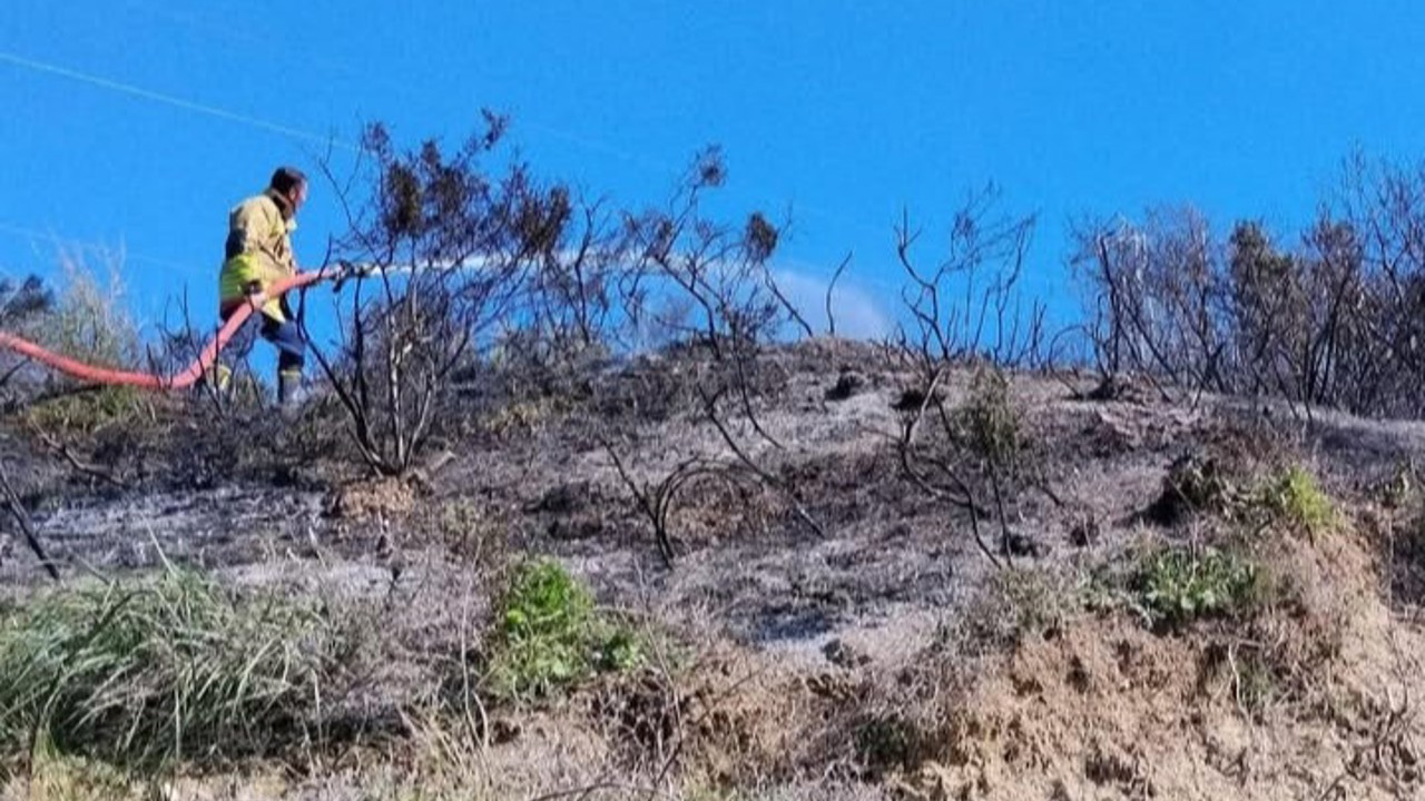 Defne’de çıkan bahçe yangınından alevler yükseldi
