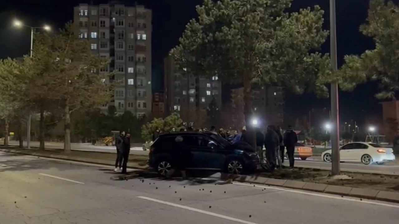 Otomobil refüjdeki ağaca çarptı: 1 yaralı
