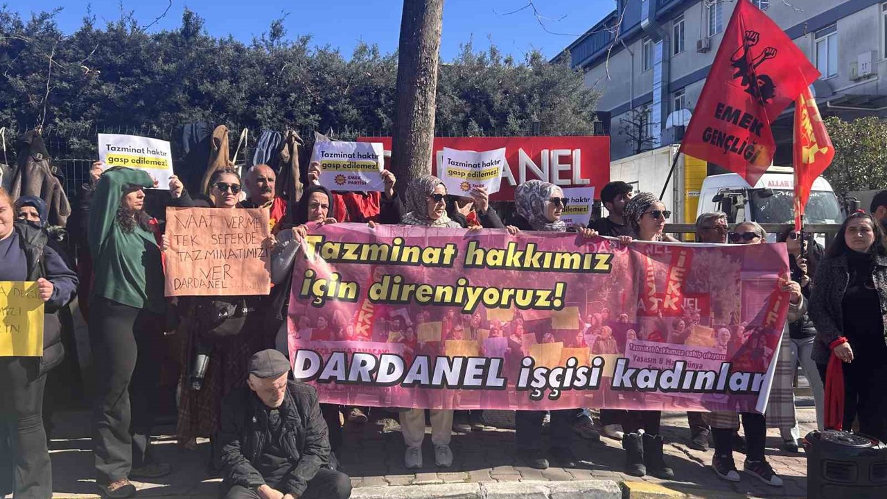 Dardanel’in kadın işçileri eylemde: Taksite bölünen tazminatlar aylardır ödenmedi
