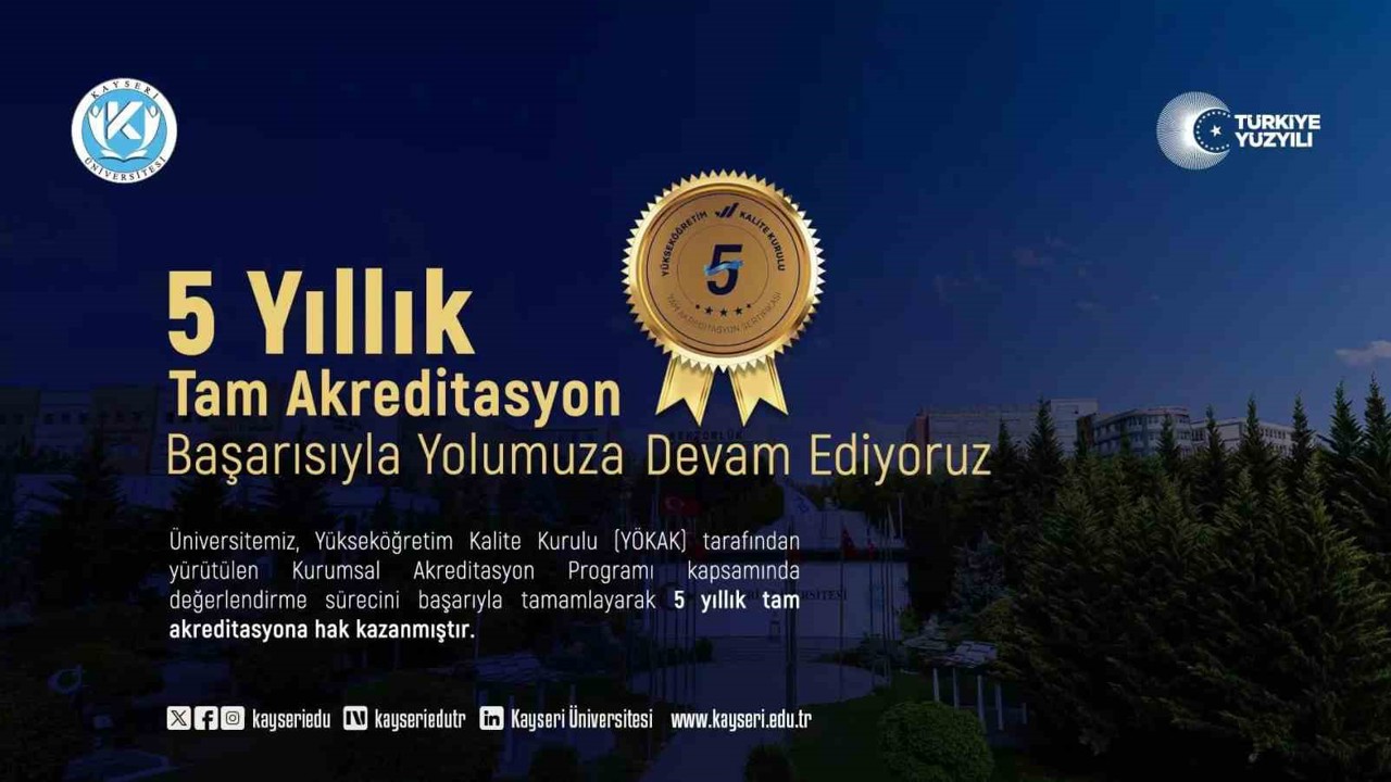 Kayseri Üniversitesi 5 yıllık tam akreditasyon almaya hak kazandı
