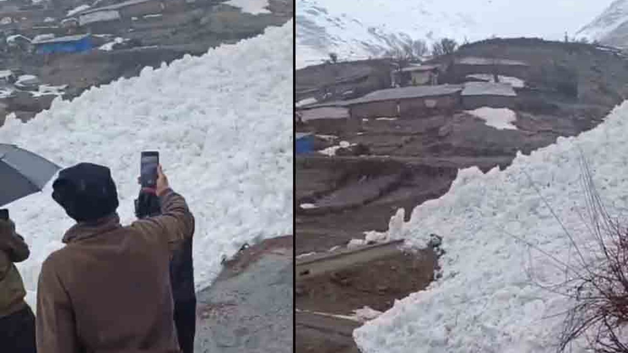 Hakkari’de çığ evleri teğet geçti
