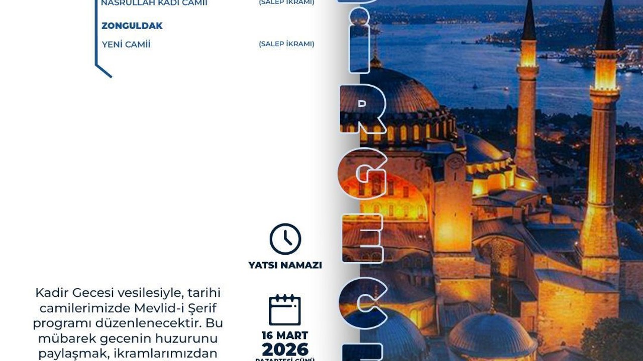 Zonguldak Yeni Camii’nde Kadir Gecesi’nin manevi iklimi dualarla yaşanacak
