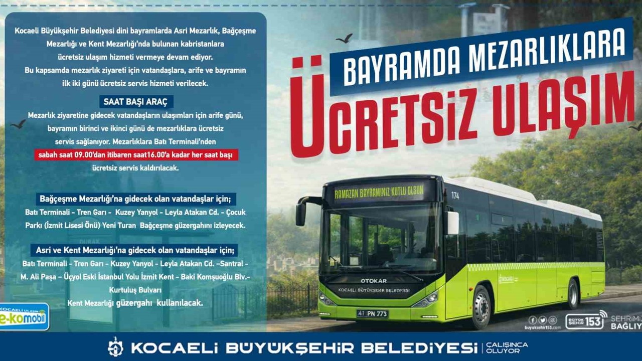 Ramazan Bayramı süresince toplu taşıma ücretsiz olacak
