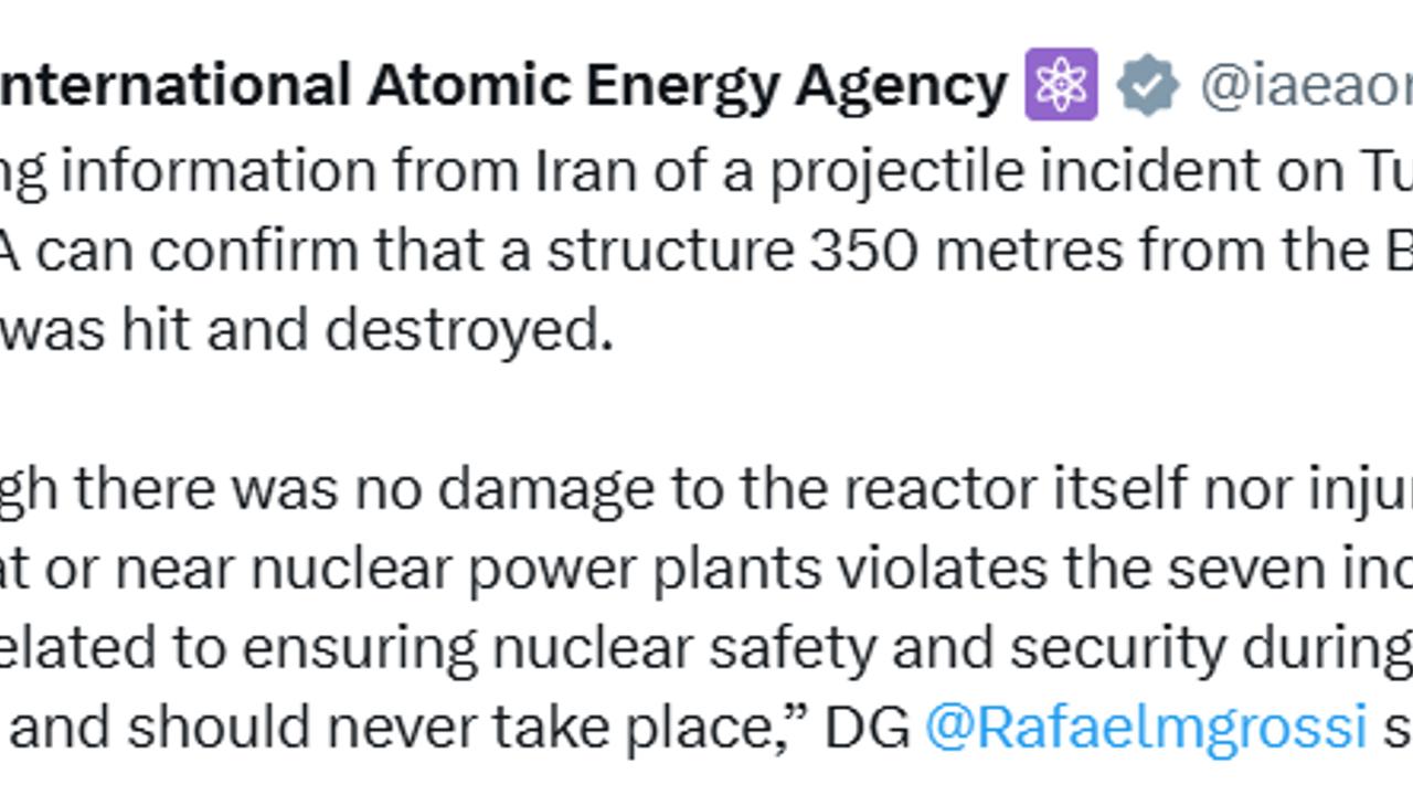 UAEA, İran’daki Buşehr Nükleer Santrali reaktörünün yakınına füze isabet ettiğini doğruladı
