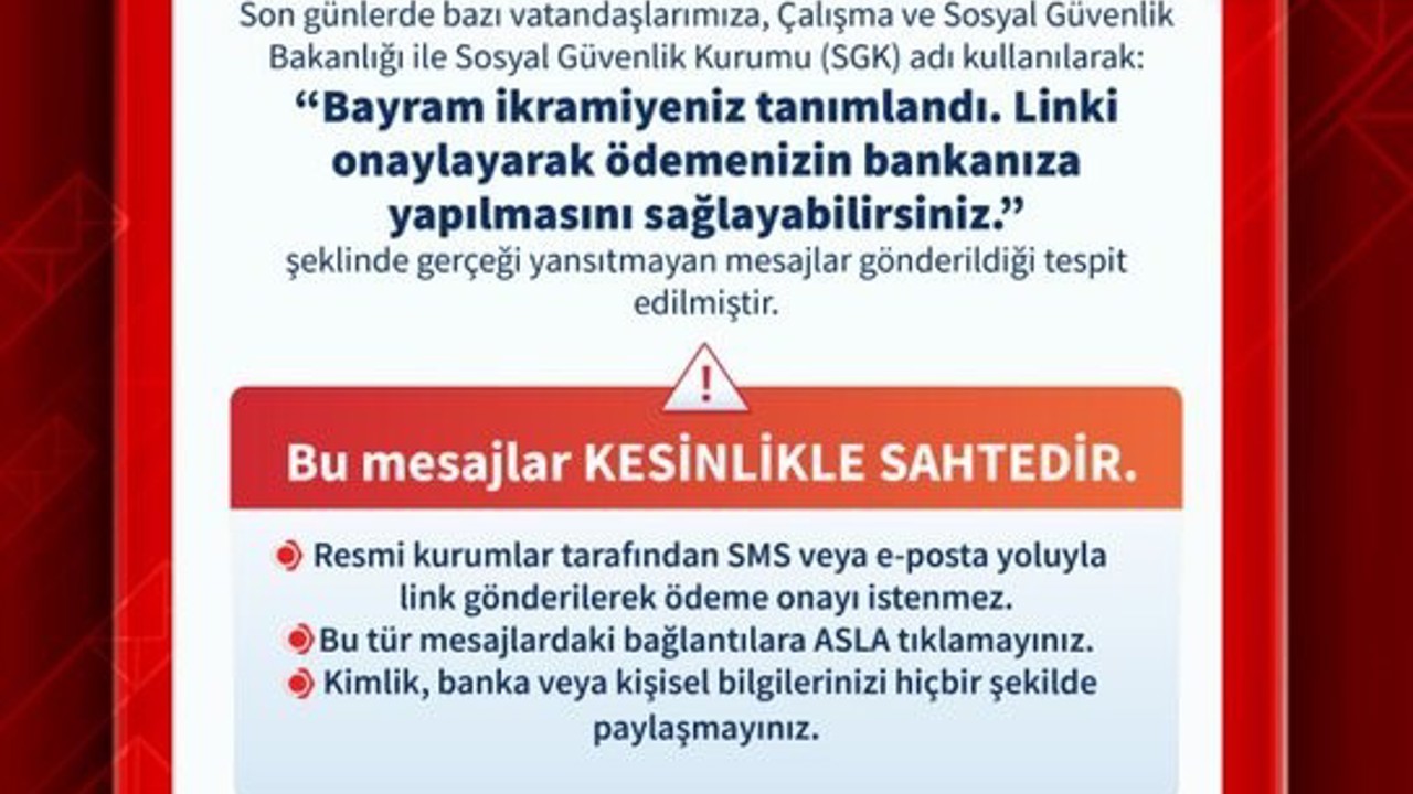 SGK’dan sahte mesajlar için uyarı
