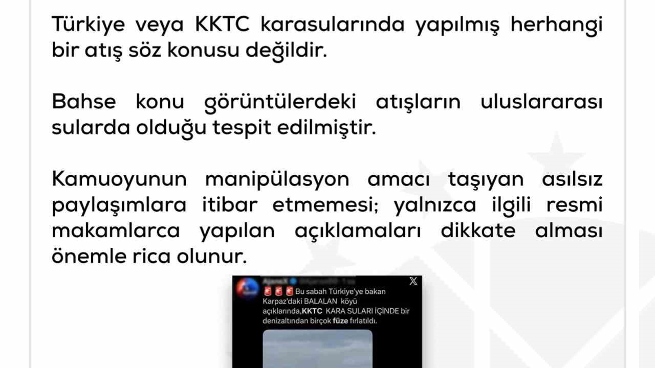 DMM’den "KKTC’de denizaltından füze fırlatıldı" iddiasına yalanlama

