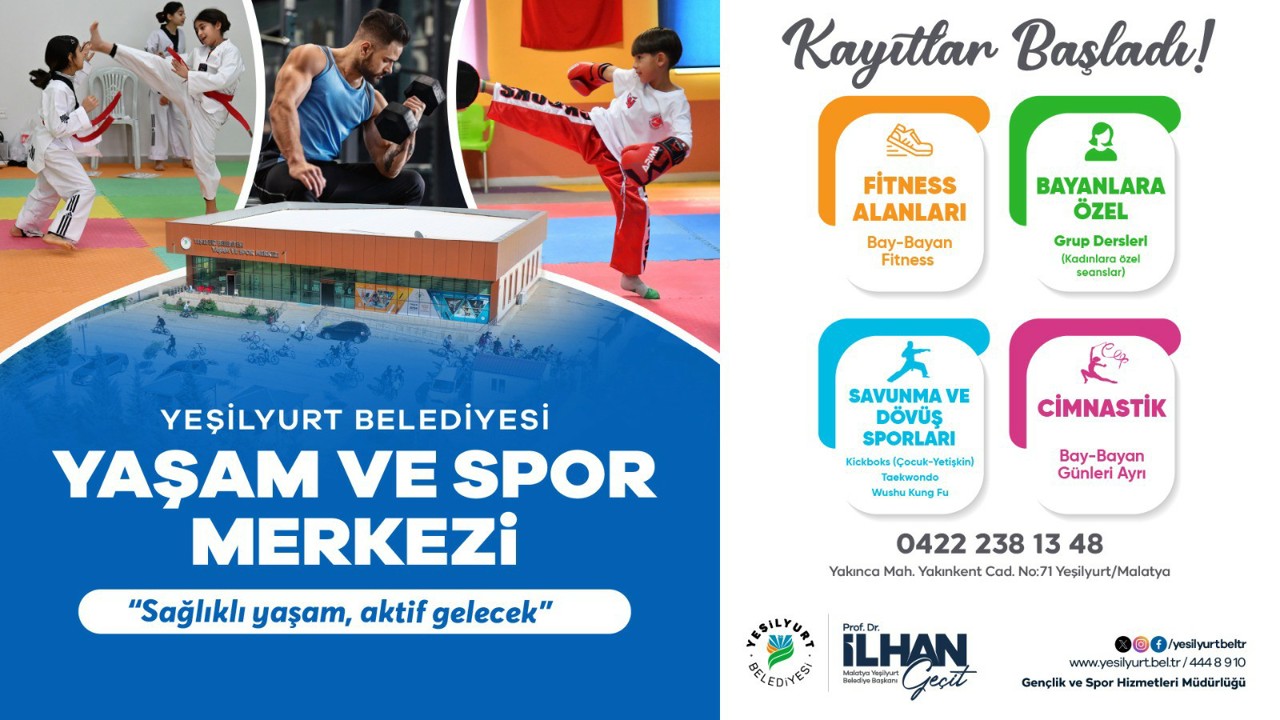 Yeşilyurt Belediyesi Yaşam ve Spor Merkezi’nde Kayıtlar Başladı