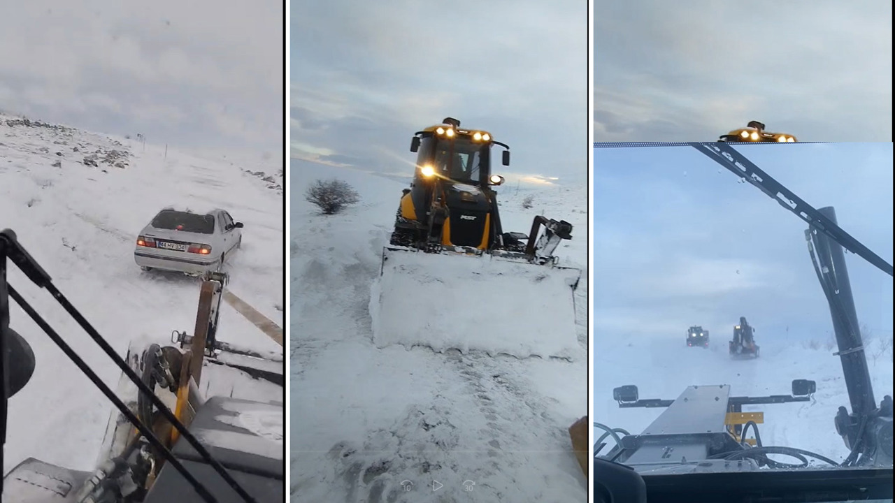 Darende’de Kar Ve Tipi Hayatı Olumsuz Etkiledi, Mahsur Kalan Araç Kurtarıldı