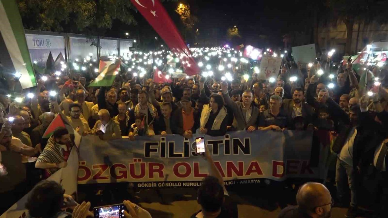 Amasya’da 5 binden fazla kişinin katılımıyla Filistin’e destek yürüyüşü düzenlendi
