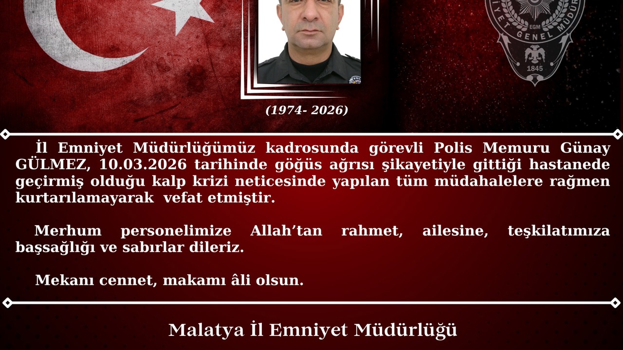 Malatya'da Görevli Polis Memuru Kalbine Yenik Düştü
