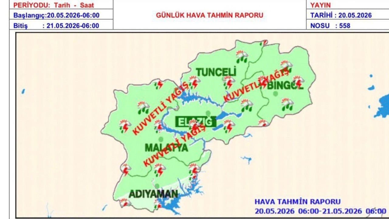 Malatya için kuvvetli yağış uyarısı: Vali Yavuz vatandaşları tedbirli olmaya çağırdı