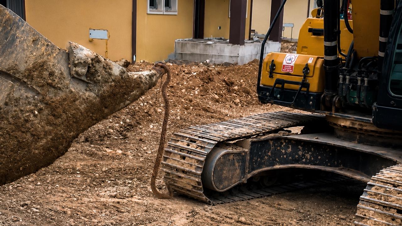 Darende ilçesindeki TOKİ konutları şantiyesinde görülen yaklaşık 3 metrelik yıla