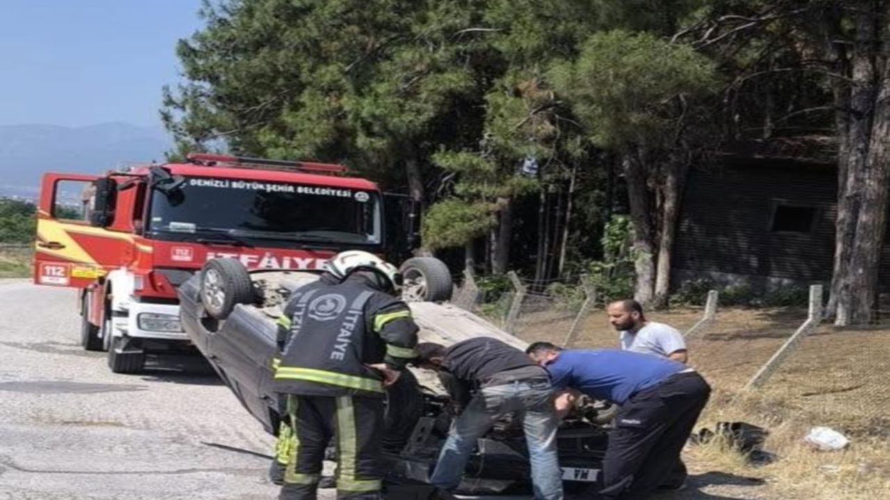 Takla atan araçta sıkışan çocuk itfaiye ekiplerince kurtarıldı