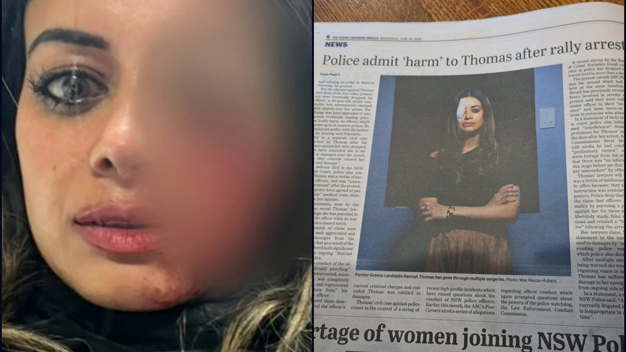 NSW hükümeti mahkemede kabul etti: Filistin destekçisi Hannah Thomas polis şiddetinin kurbanı oldu