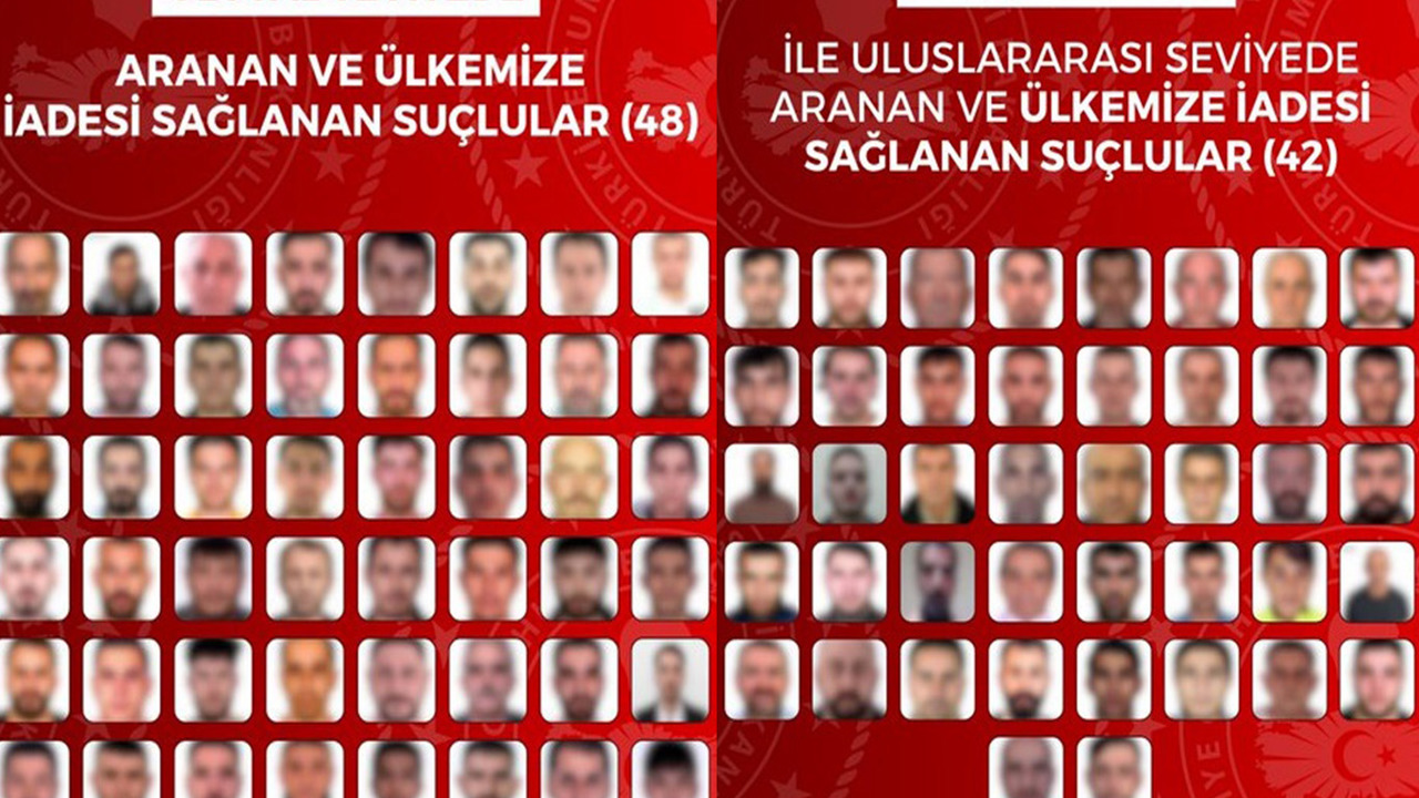 Kırmızı bültenle aranan 42, ulusal seviyede aranan 48 suçlu Türkiye'ye getirildi