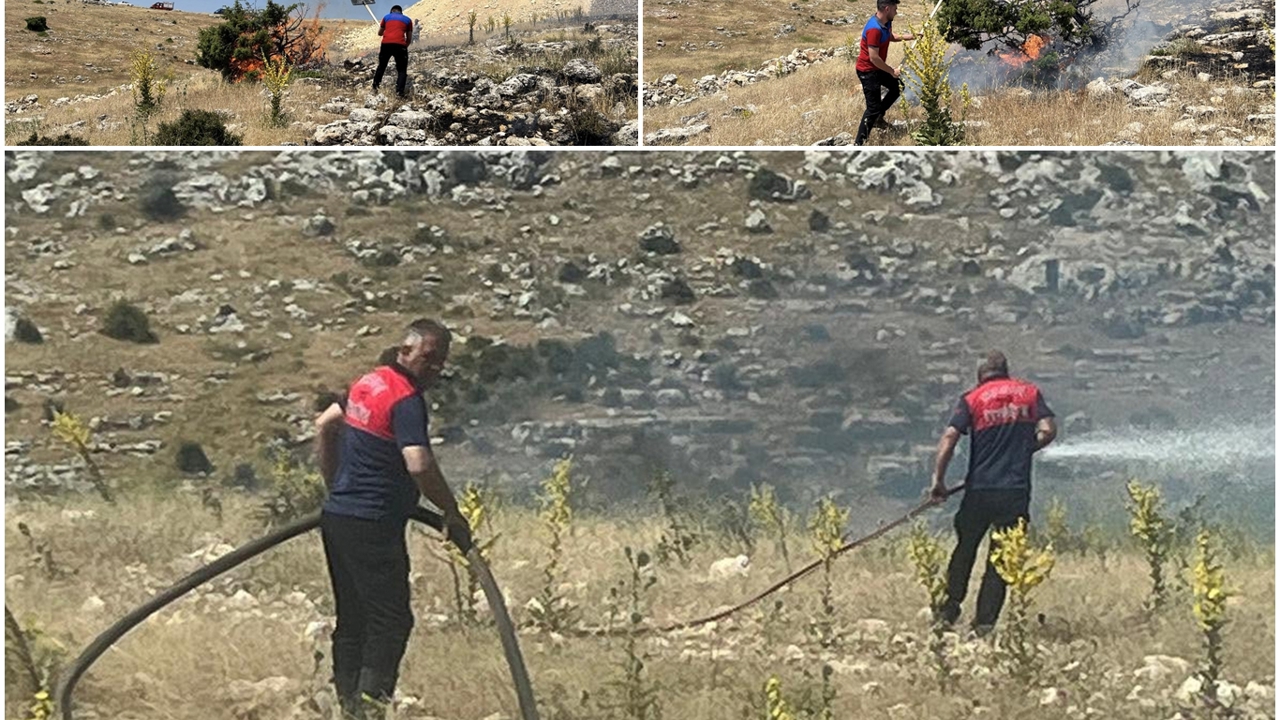 Adıyaman'da dağlık alanda yangın çıktı