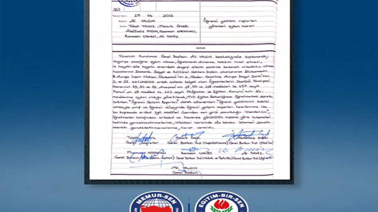 Eğitim-Bir-Sen'den öğrenci gelişim raporları için eylem kararı