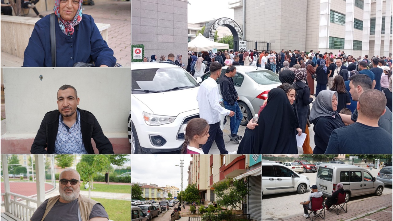 Sınav salonunda öğrenciler, kapıda aileler ter döktü