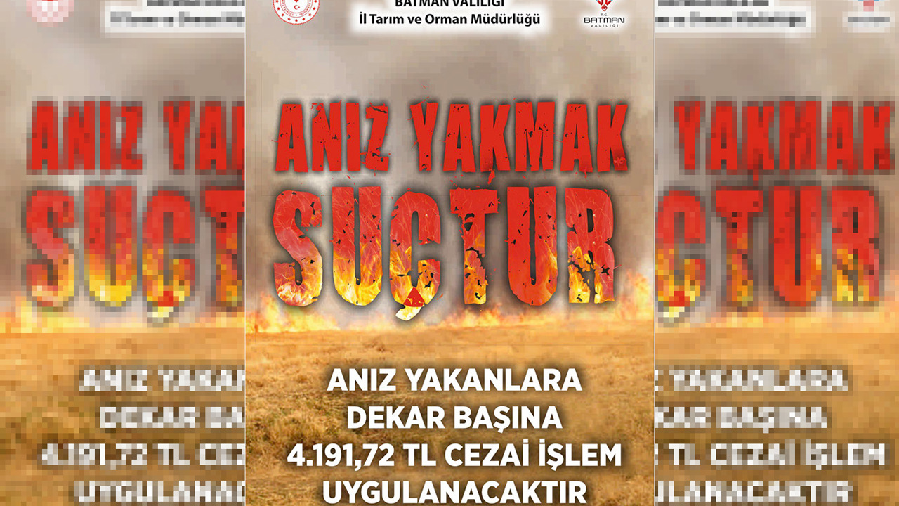 Batman Valiliği'nden anız uyarısı: Dekar başına 4 bin 191 TL ceza