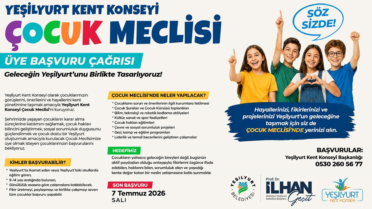 Yeşilyurt Kent Konseyi'nde çocuk meclisi kuruluyor