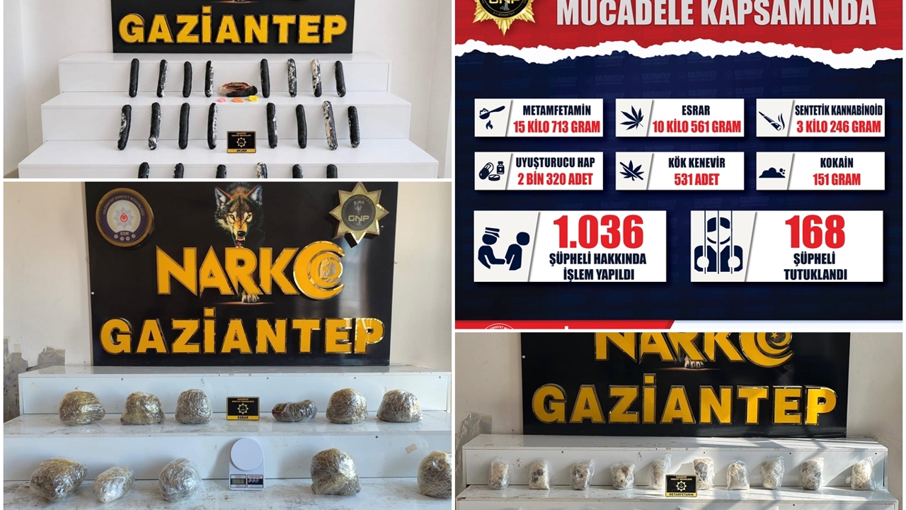 Gaziantep'te uyuşturucu operasyonlarında 168 kişi tutuklandı