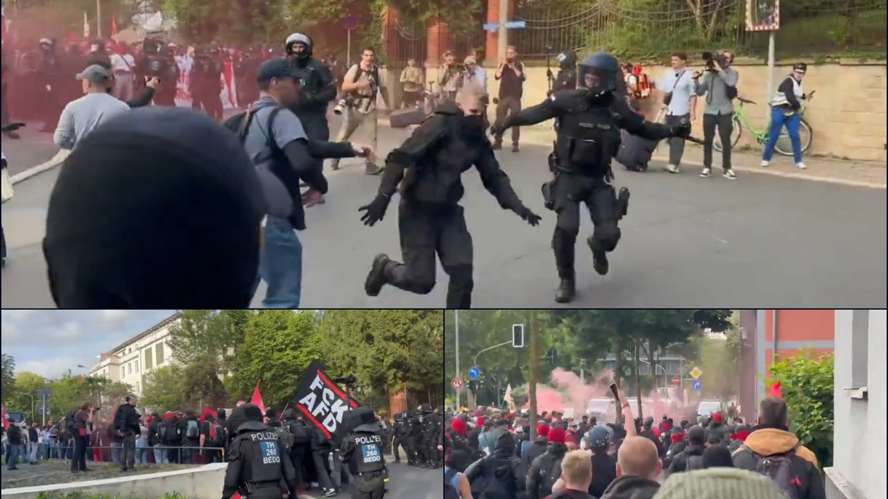 Binlerce kişi AfD kongresini protesto etti: Polis ile protestocular karşı karşıya geldi