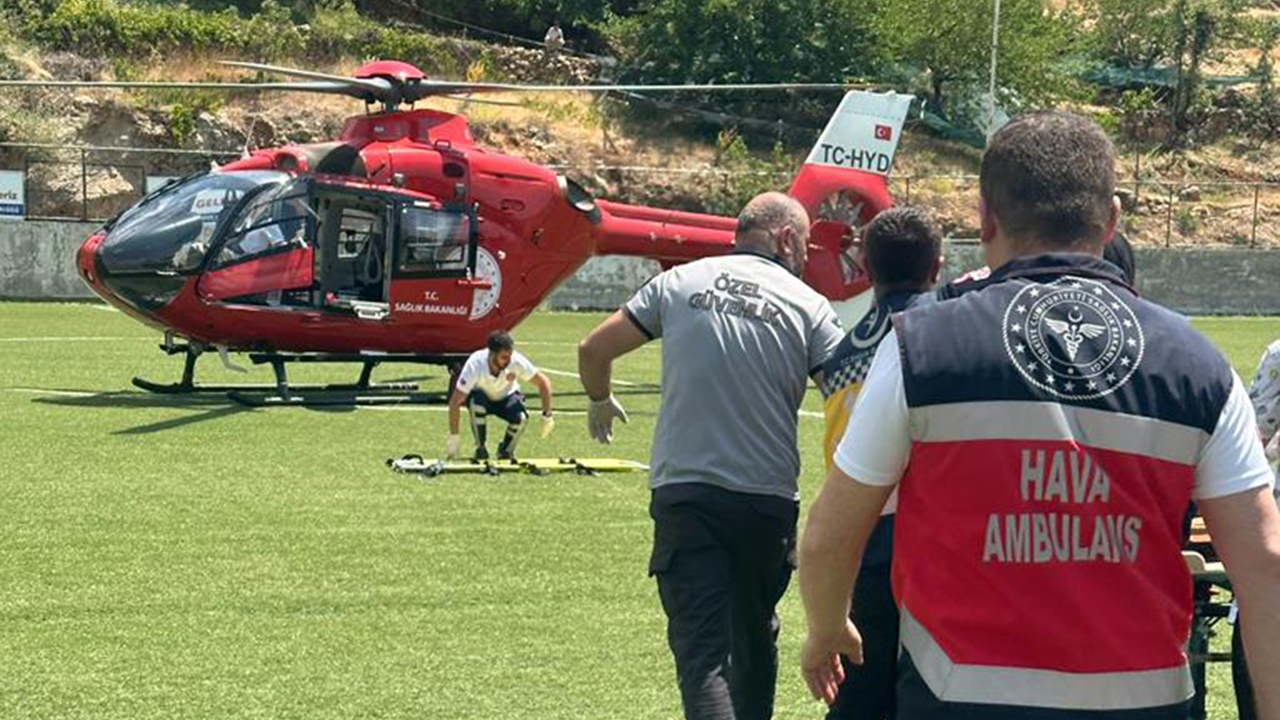 Malatya'da parmağı kopan kadın için ambulans helikopter havalandı