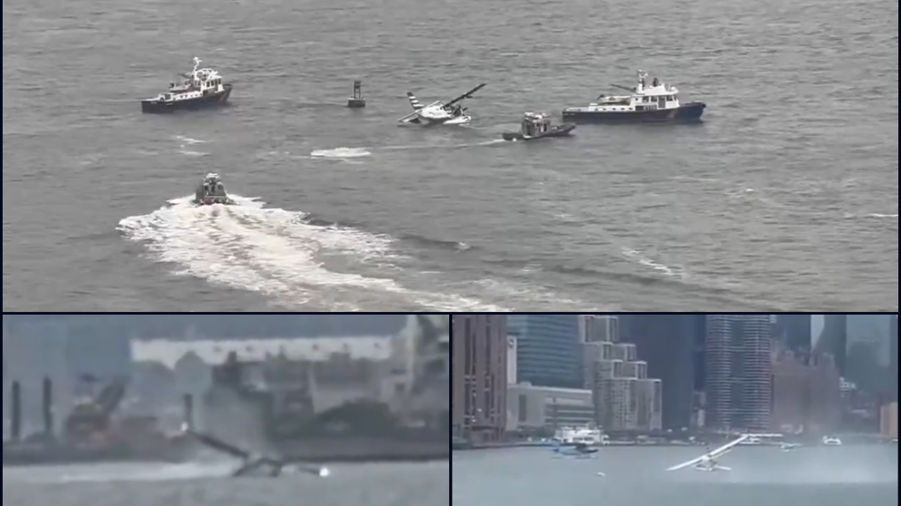 New York'ta deniz uçağı Doğu Nehri'ne sert iniş yaptı: 8 kişi kurtarıldı