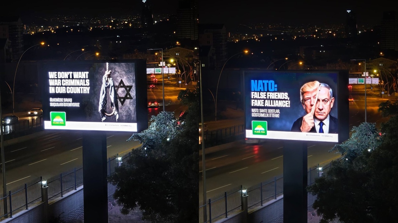NATO'ya tepki içeren billboard sonrası HÜDA PAR merkez binasının elektriği kesildi!