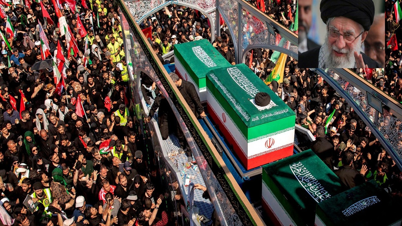 İran İslam inkılabı Rehberi Şehit Ayetullah Ali Hamaney Irak’ta uğurlanıyor