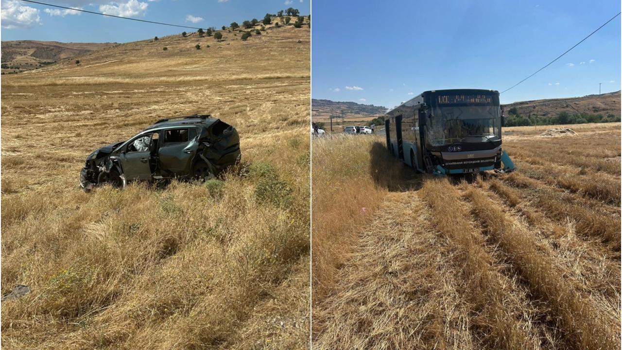Diyarbakır'da belediye otobüsü ile otomobil çarpıştı: 3 yaralı