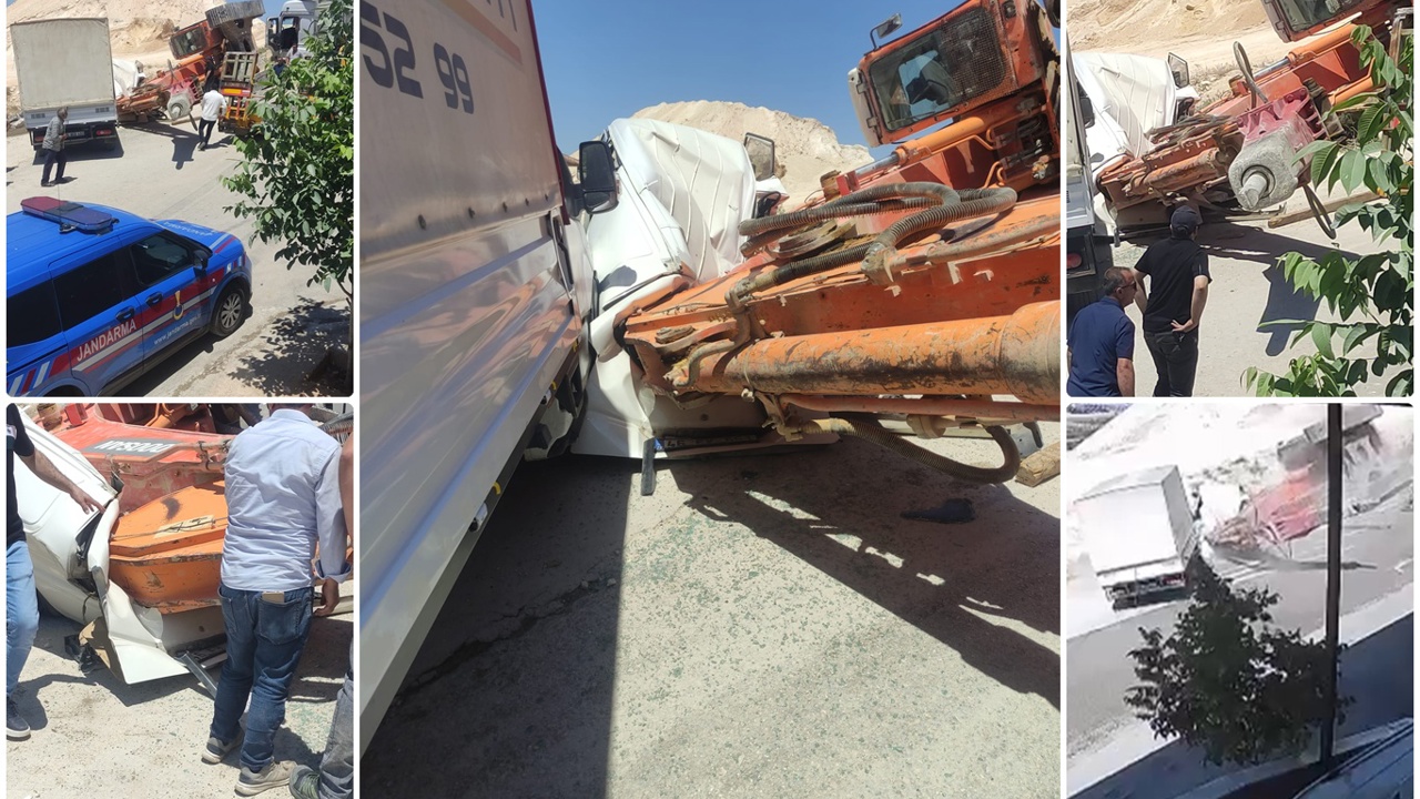 Gaziantep'te vinçten kayan ekskavatör aracı hurdaya çevirdi