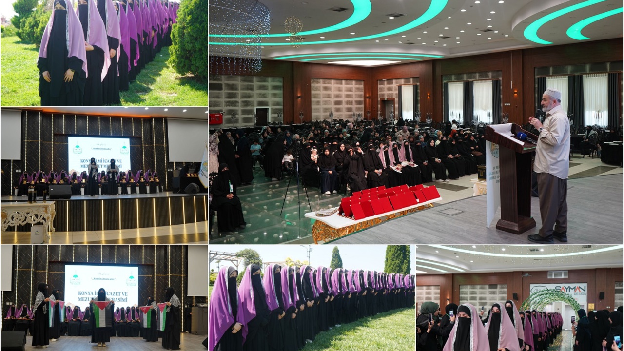 Konya'da 28 ilim talebesi kız öğrenci icazet alarak mezun oldu